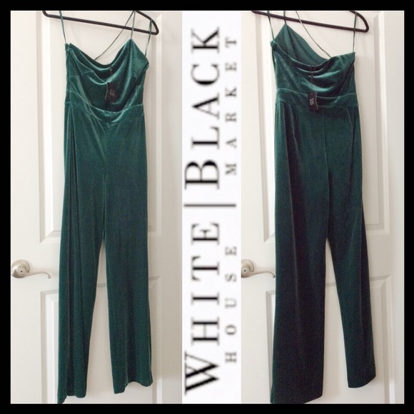 NWT WHBM One-Shoulder Velvet Jumpsuit - Picture 5 of 13
